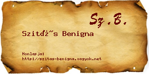 Szitás Benigna névjegykártya